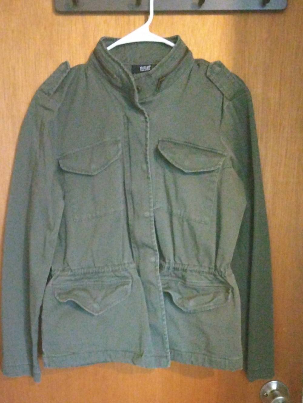 a.n.a Olive Green Utility Jacket with Stand Collar